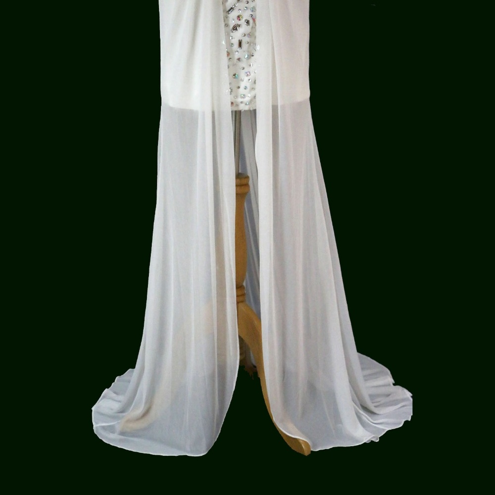 NWT TERANI White Beaded Ruched High-Low Bridal - Picture 6 of 8